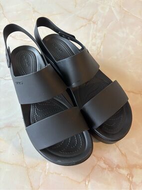 CROCS Women's Black Dual-Strap Slingback Sandals